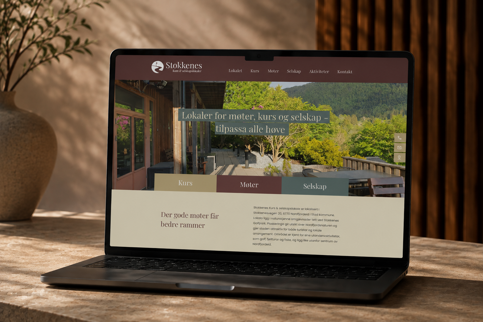 Nettside Stokkenes Selskapslokaler — Stokkenes Selskapslokaler | Prosjekt av Pønske AS, reklamebyrå i Nordfjordeid