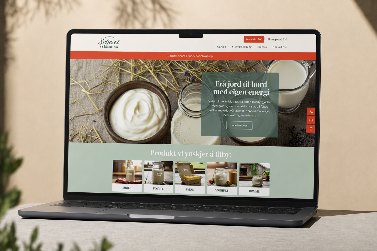 Nettside Seljeset Gardsmeieri — Seljeset Gardsmeieri | Pønske AS